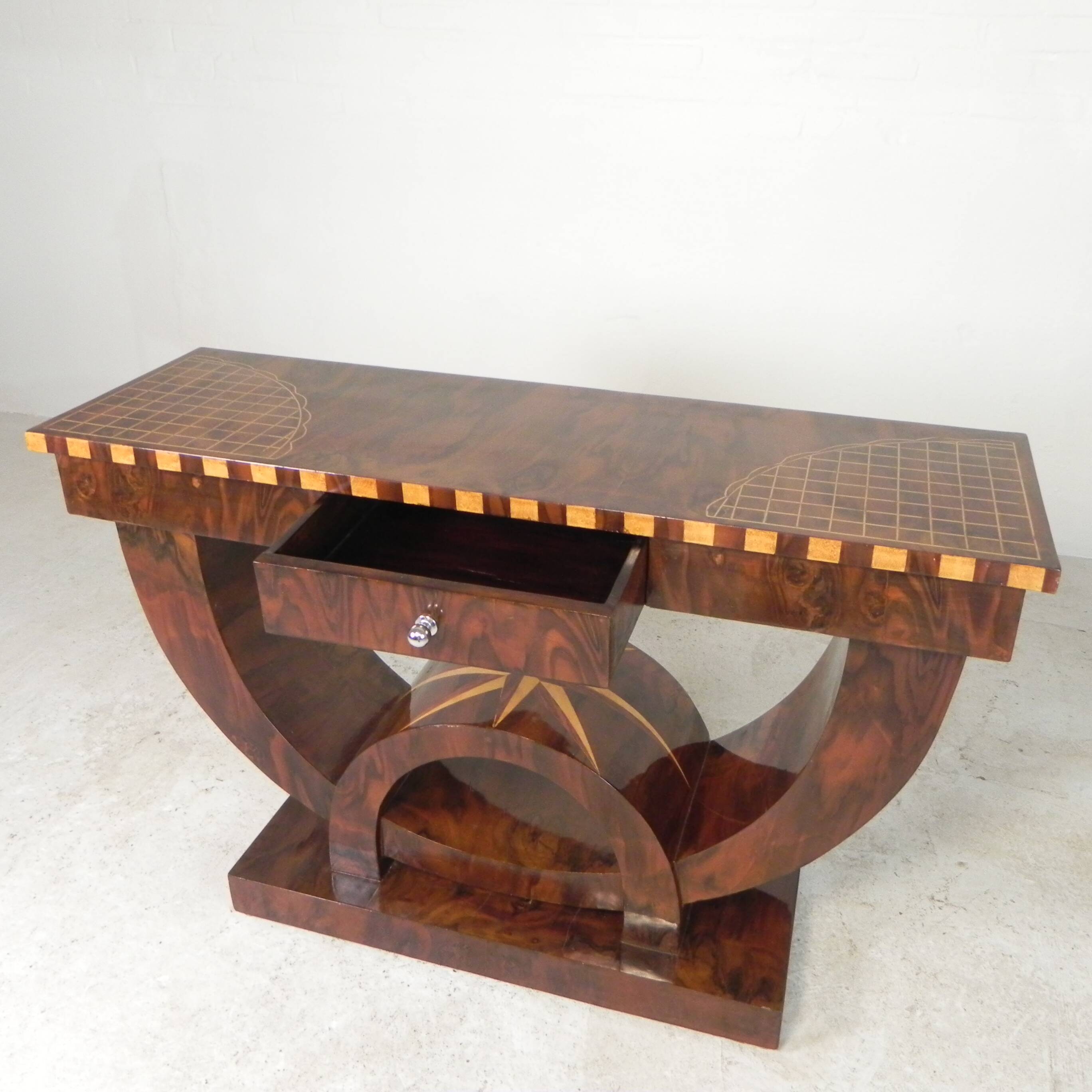 Art Deco style console table in wood marquetry