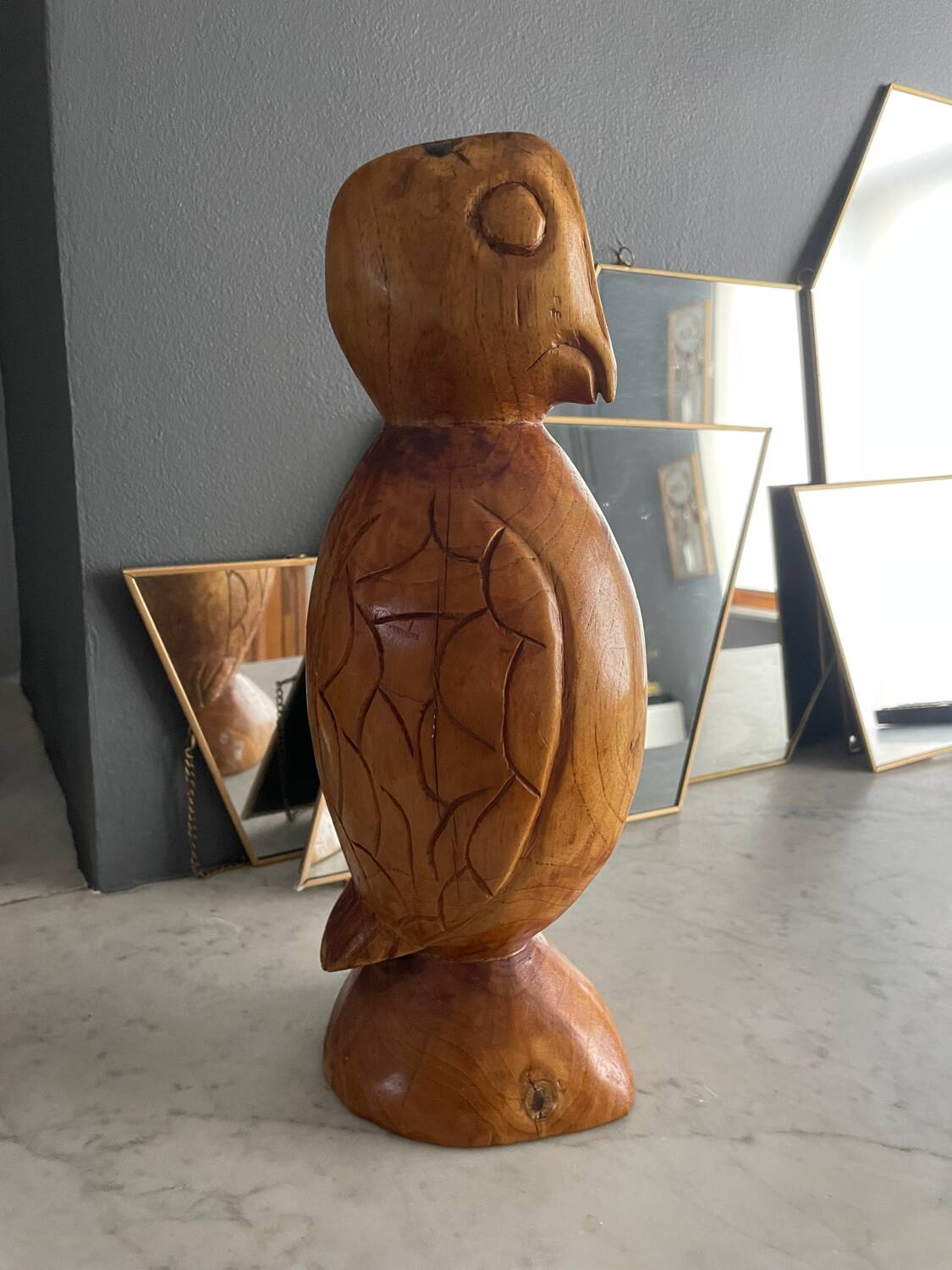 Wooden bird sculpture