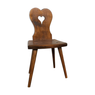 Ancienne chaise pour enfant alsacienne en hêtre massif