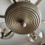 Art Deco chandelier in metal and tinted glass