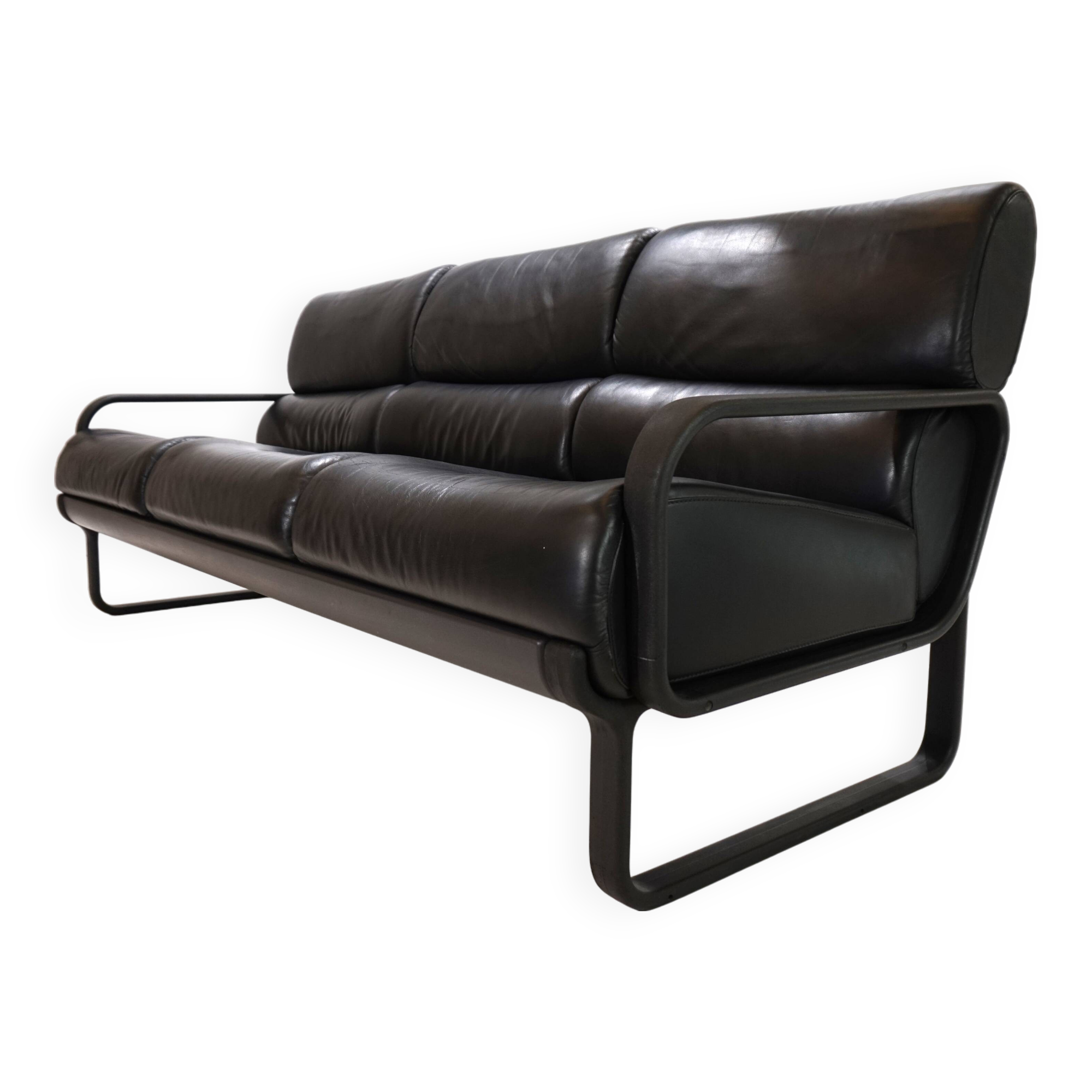 Drabert Lobbytop three-seater leather sofa by Otto Zapf, 1979