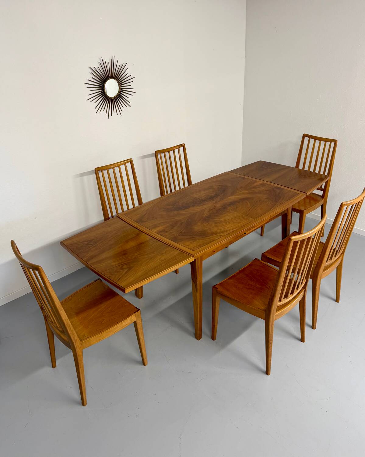 Lot de 6 chaises en hêtre massif vintage bois bicolore design annee 60