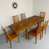 Lot de 6 chaises en hêtre massif vintage bois bicolore design annee 60