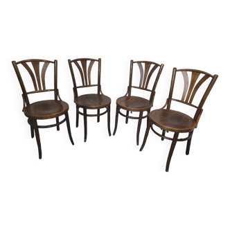 4 chaises bistrot en bois courbé