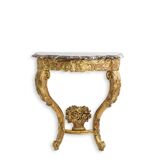 Louis XV period carved and gilded wooden console. Circa 1880.