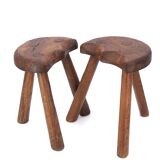 Pair of wooden tripod stools, mountain work, 1950s