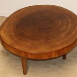 Vintage brutalist solid wood coffee table, 1960s