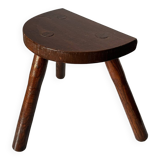 Varnished wooden stool with three legs