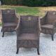 Set de 3 fauteuils en rotin des années 70