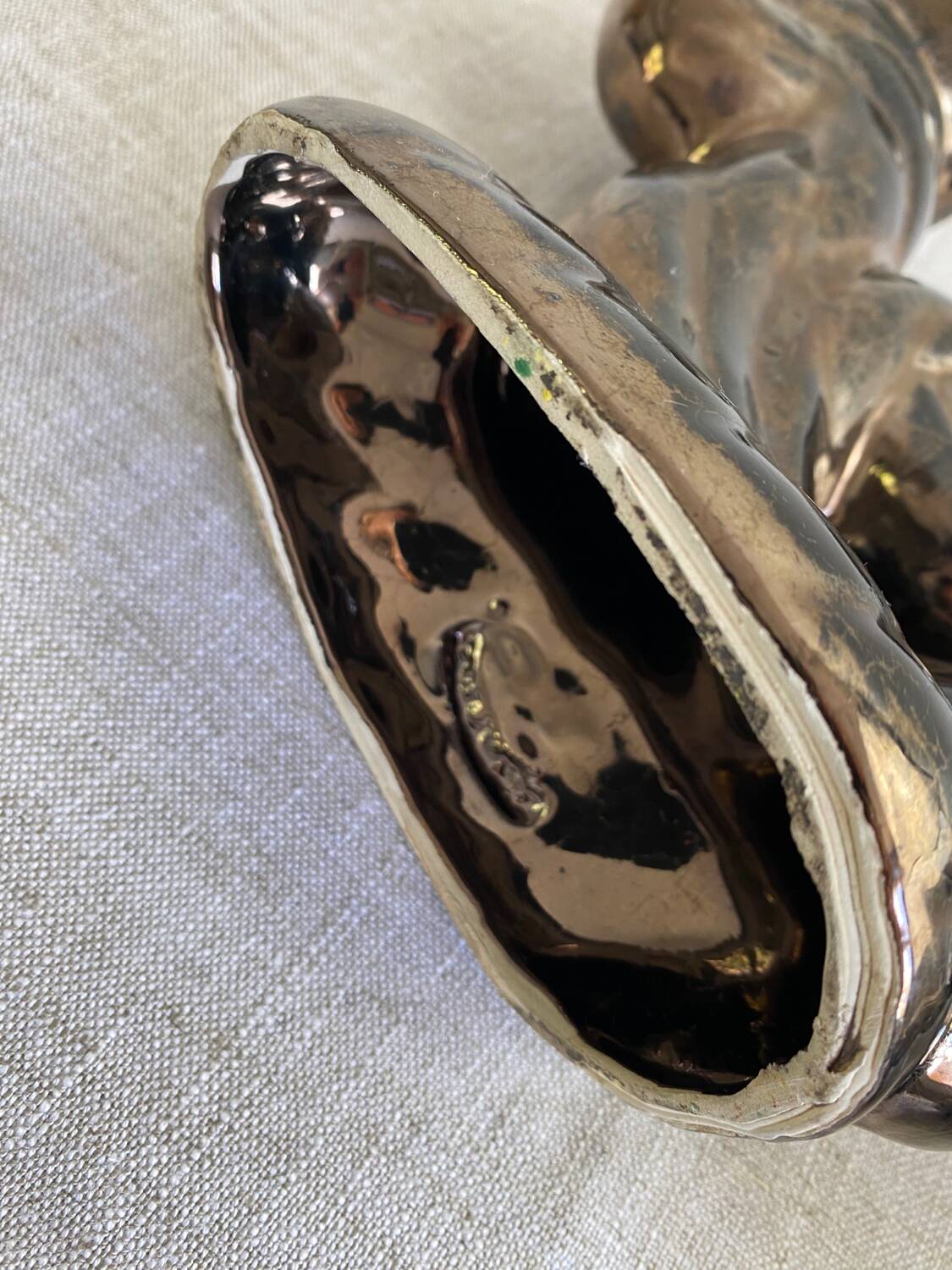 Pair of Vallauris iridescent ceramic candle holders