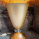 Lampe de table art déco vasque cuivre martelé et cristal, france 1930 vintage