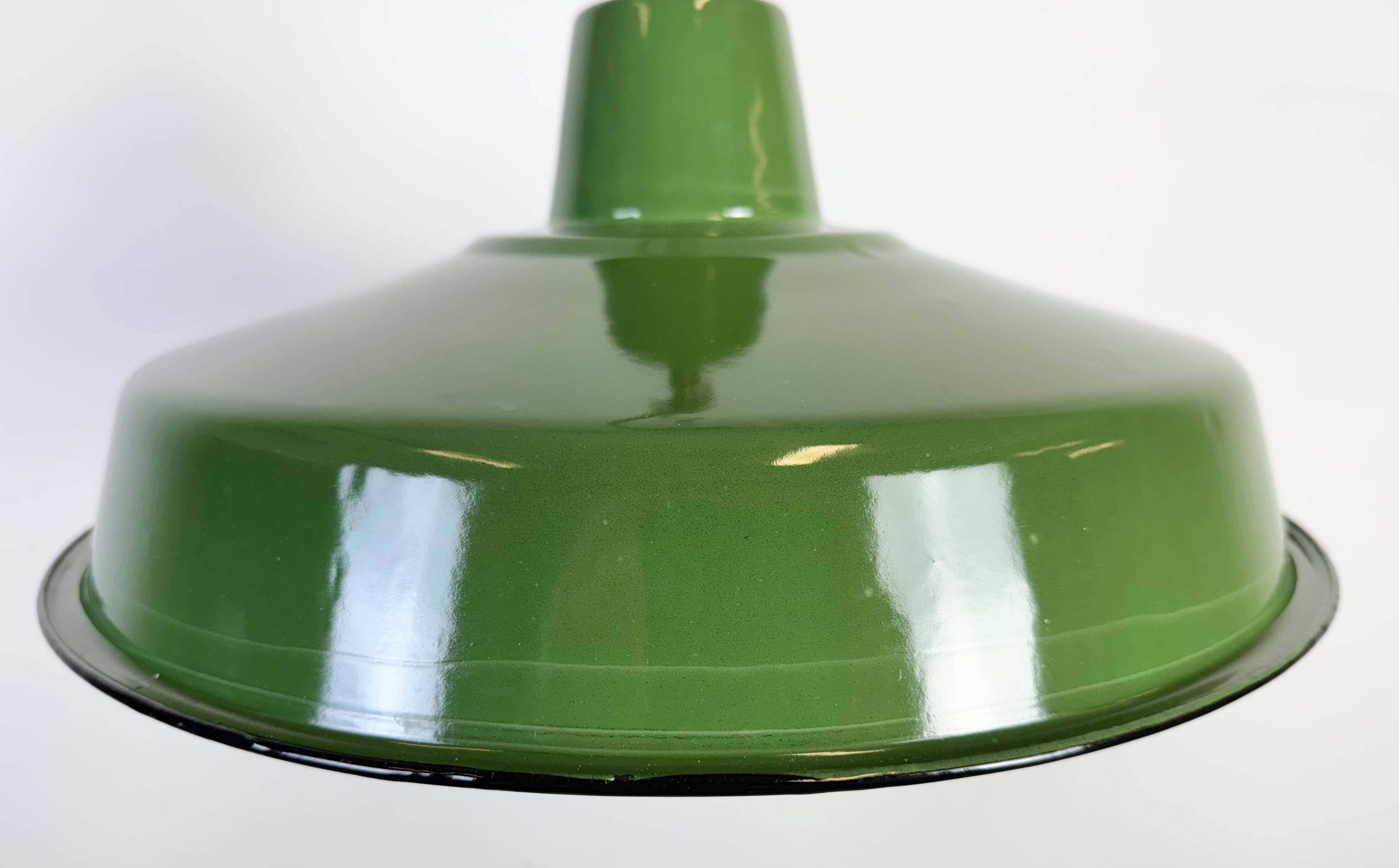Industrial Green Enamel Factory Pendant Lamp, 1960s