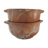 Duo of ear bowls in artisanal sandstone 70s