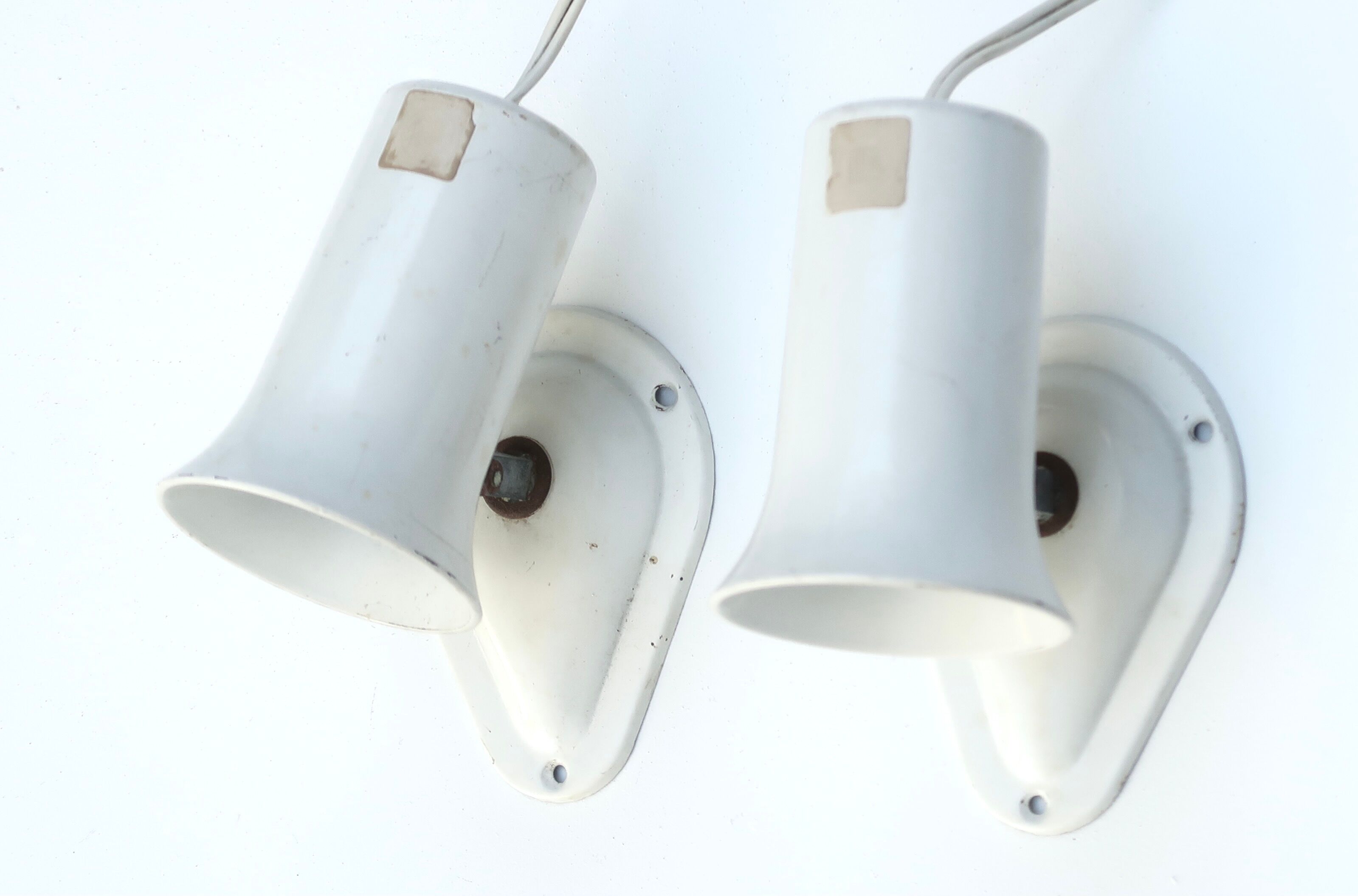 Pair of spots, white Lita wall lamps, 70s