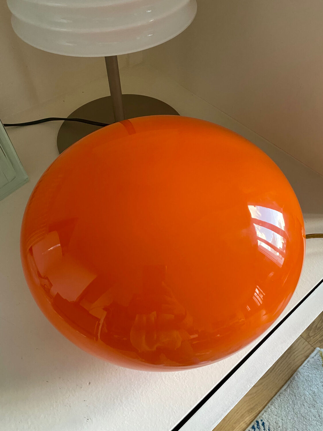 UFO lamp globe in vintage orange mushroom glass