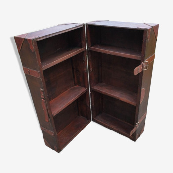 Furniture trunk wood coffee table shelves library suitcase