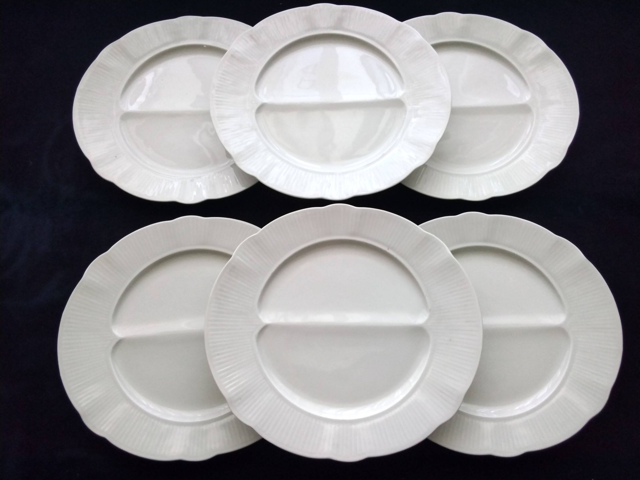 6 pillivuyt white porcelain asparagus plates