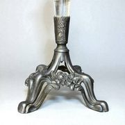 Art Nouveau glass and metal cornet vase with floral motif