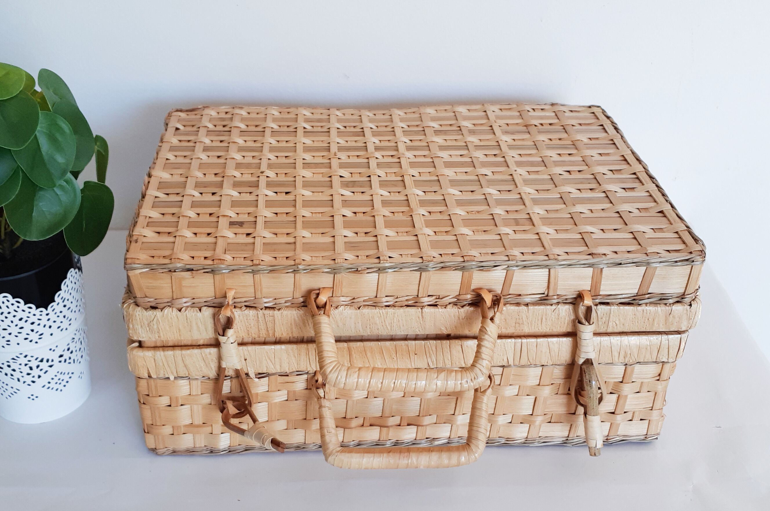 Rattan suitcase, wicker, vanity