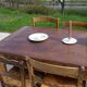 Old farmhouse table made entirely of restored solid oak.