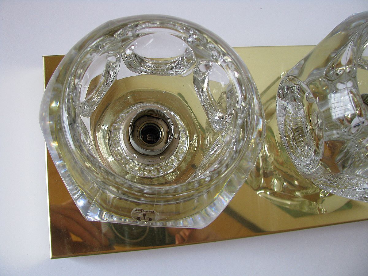 Applique en laiton et en verre de Peill et Putzler années 1970