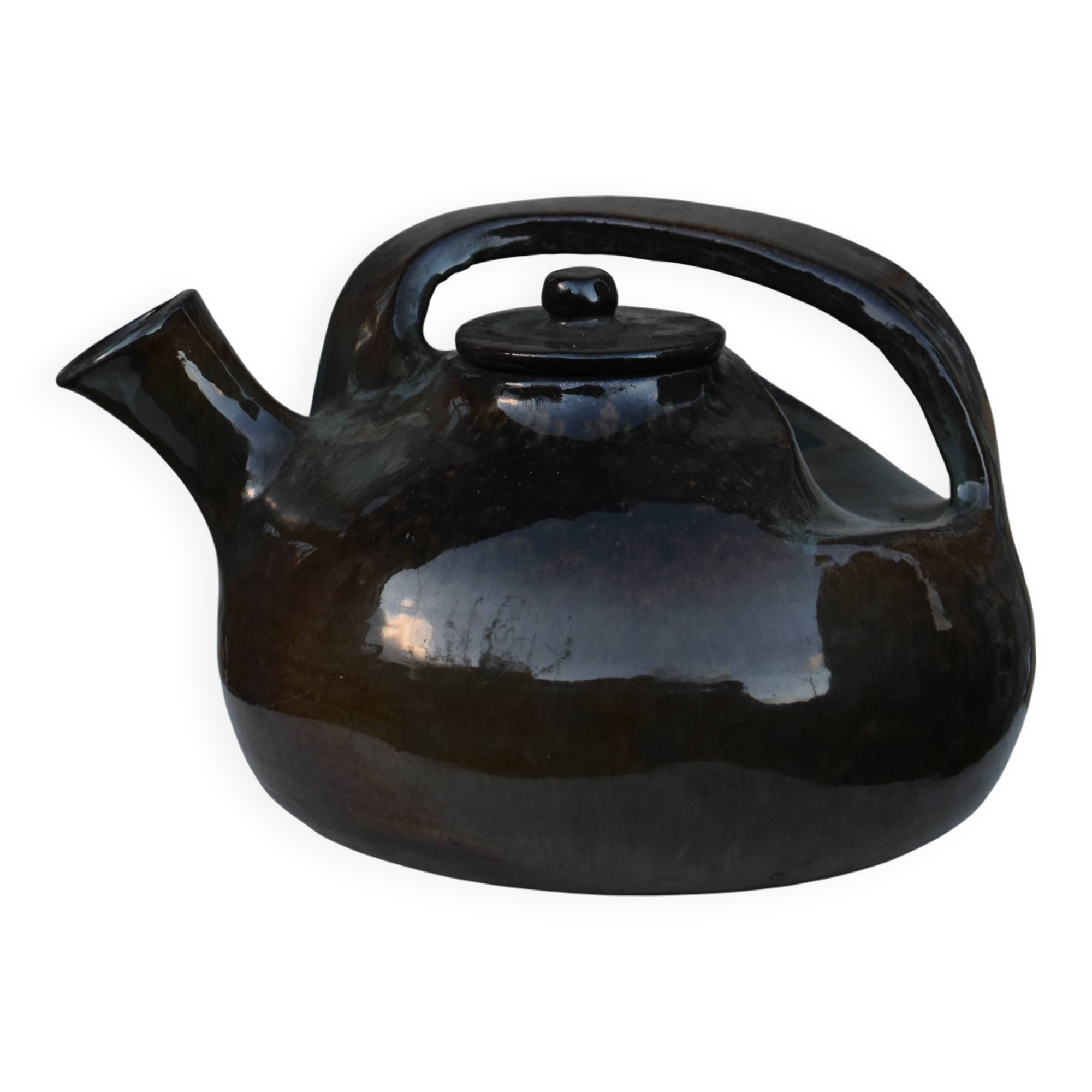 Glazed terracotta teapot