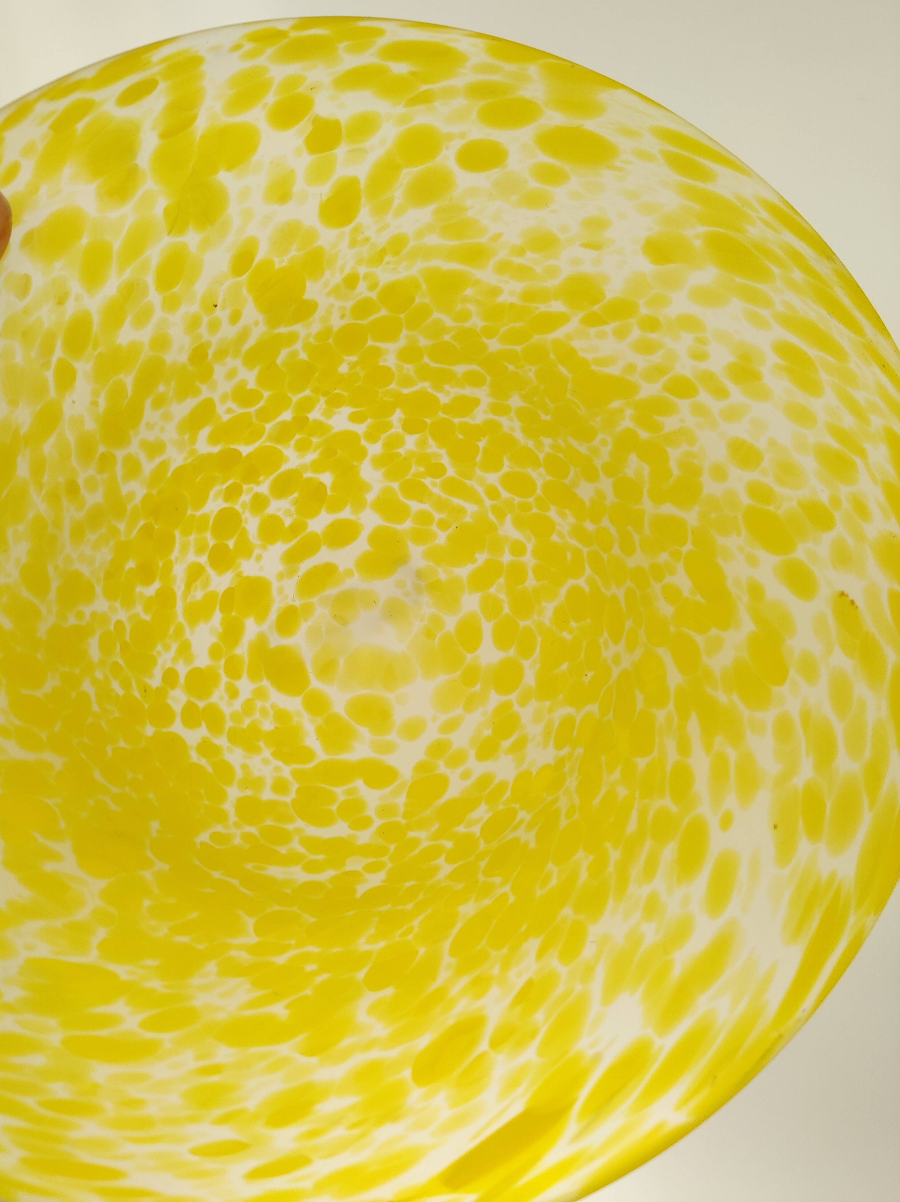 Yellow speckled frosted glass bowl