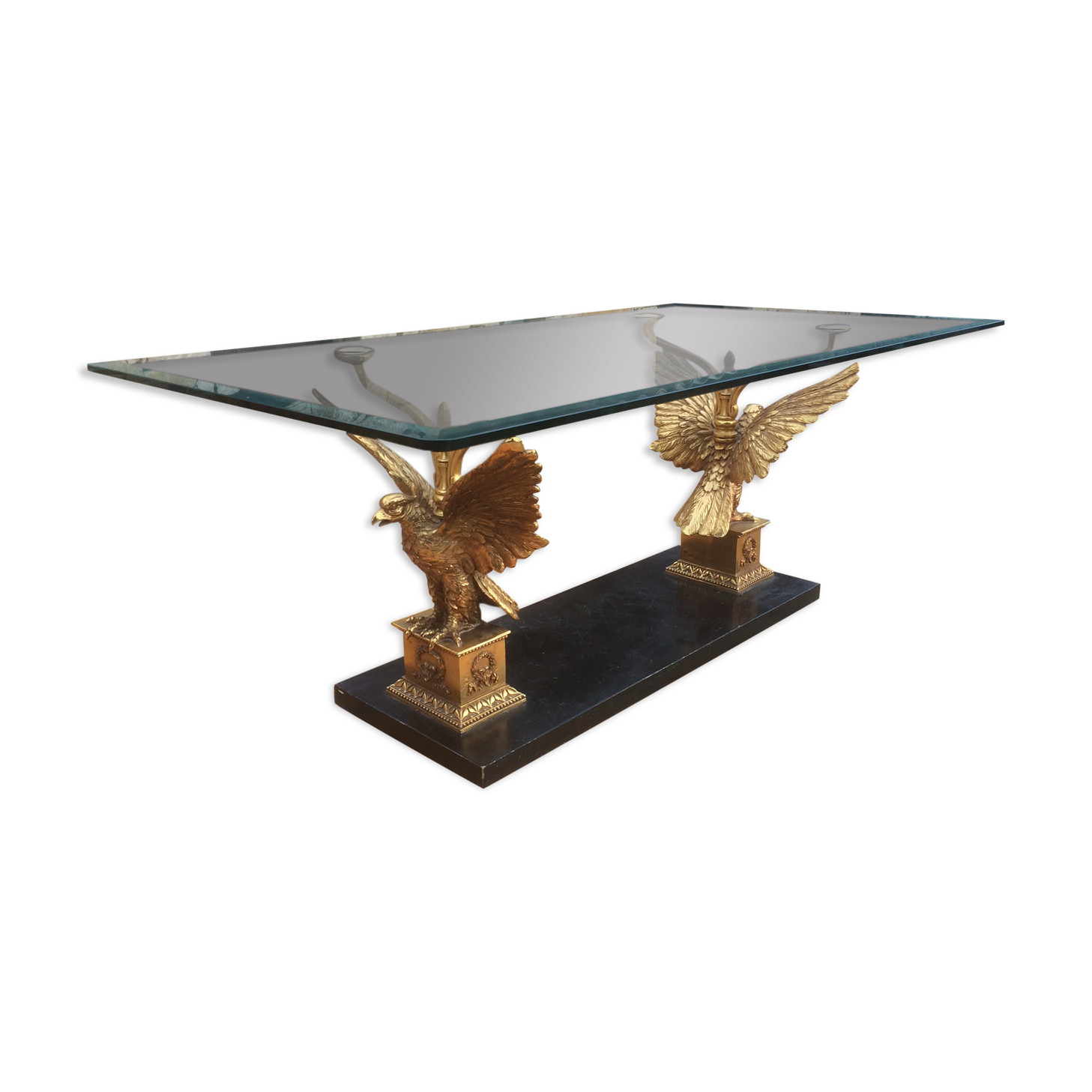 Bronze bass table with eagles