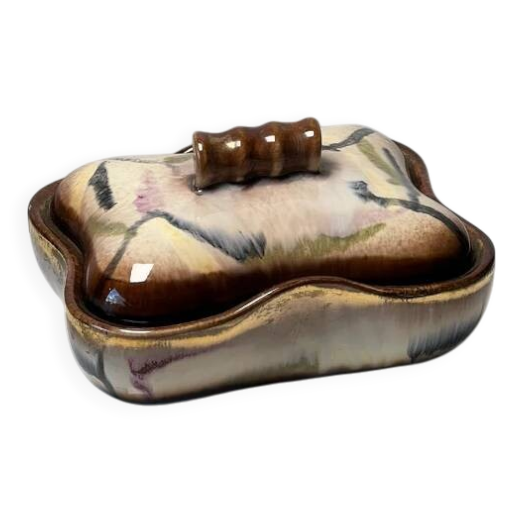 Ancienne boîte à biscuits, bonbonnière en céramique scandinave, années 60