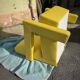 Pair of armchairs in sunny yellow leather