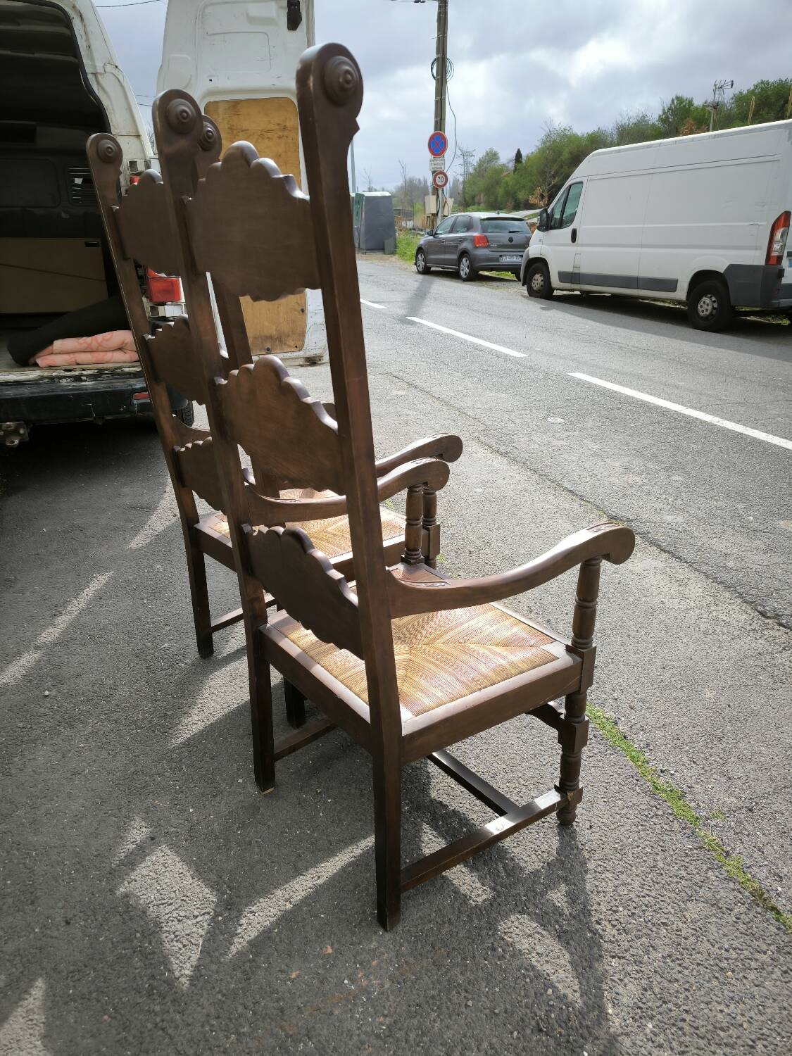 Pair of large, heavy armchairs from the late 19th century