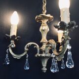 Lustre à 3 lumières bronze et cristal