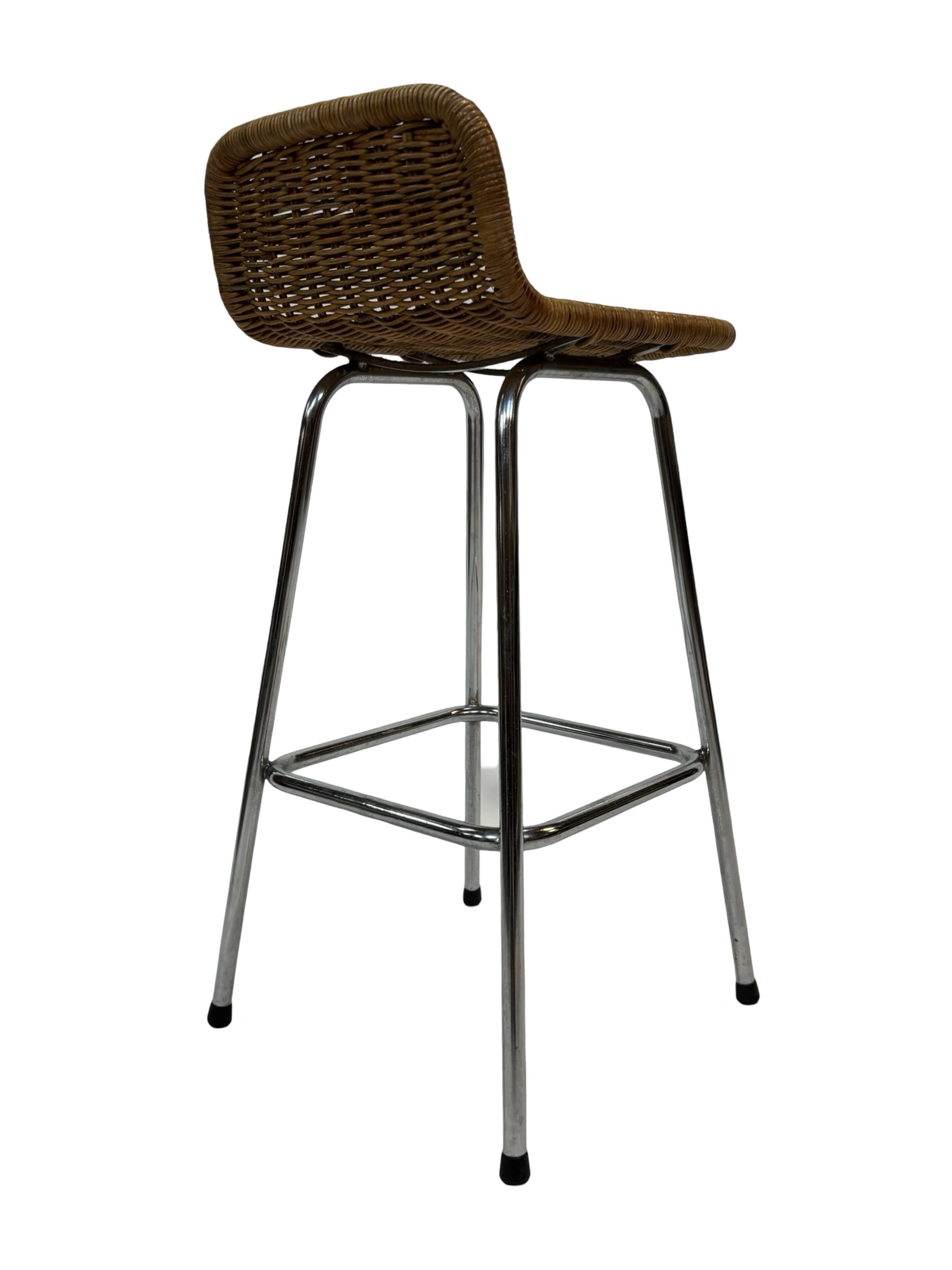 Set of 4 vintage bar stools Dirk van Sliedregt Rohe Noordwolde 1960's