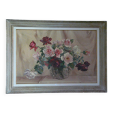 Peinture huile sur toile de Georges Danset "Bouquet de Roses"
