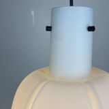 Frosted glass pendant in the shape of a white flower by Glashütte Limburg.