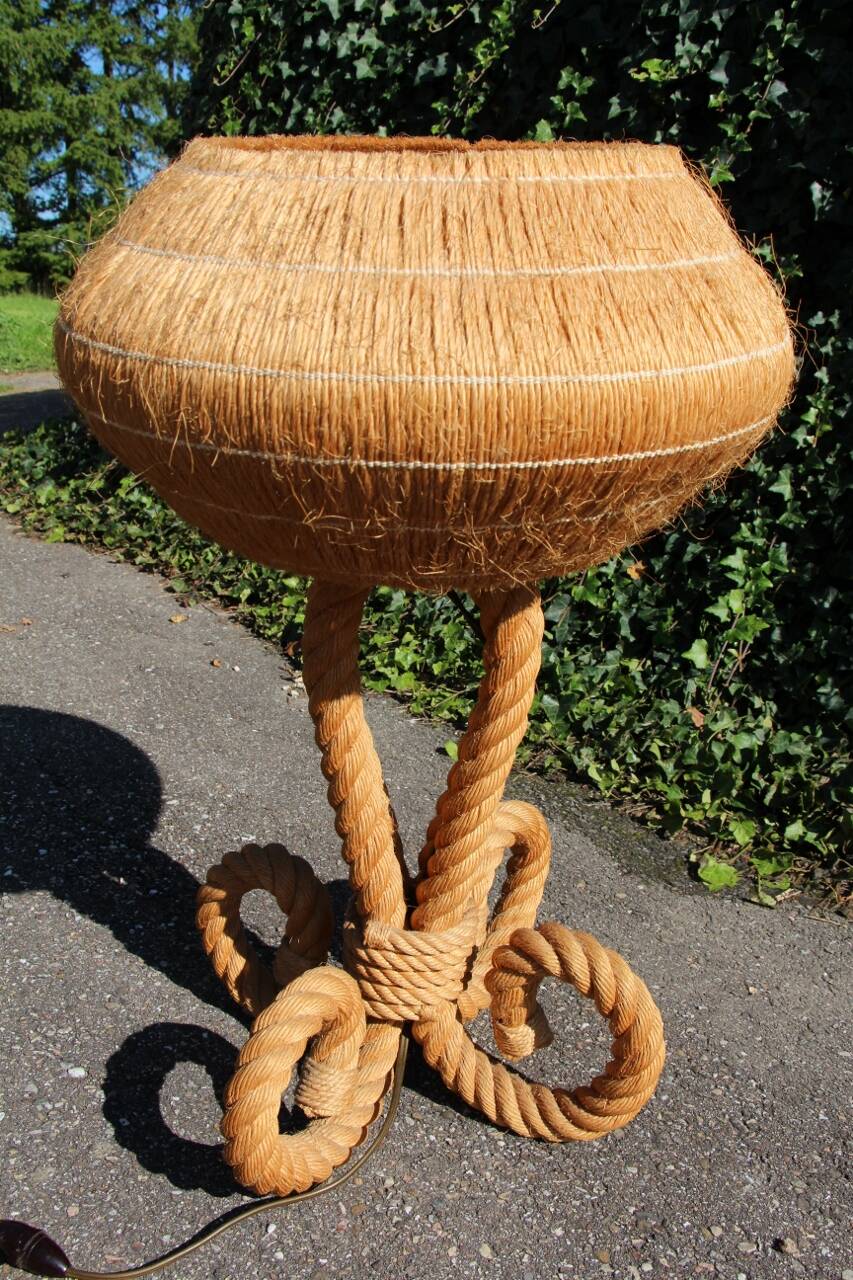 large rope and raffia lamp