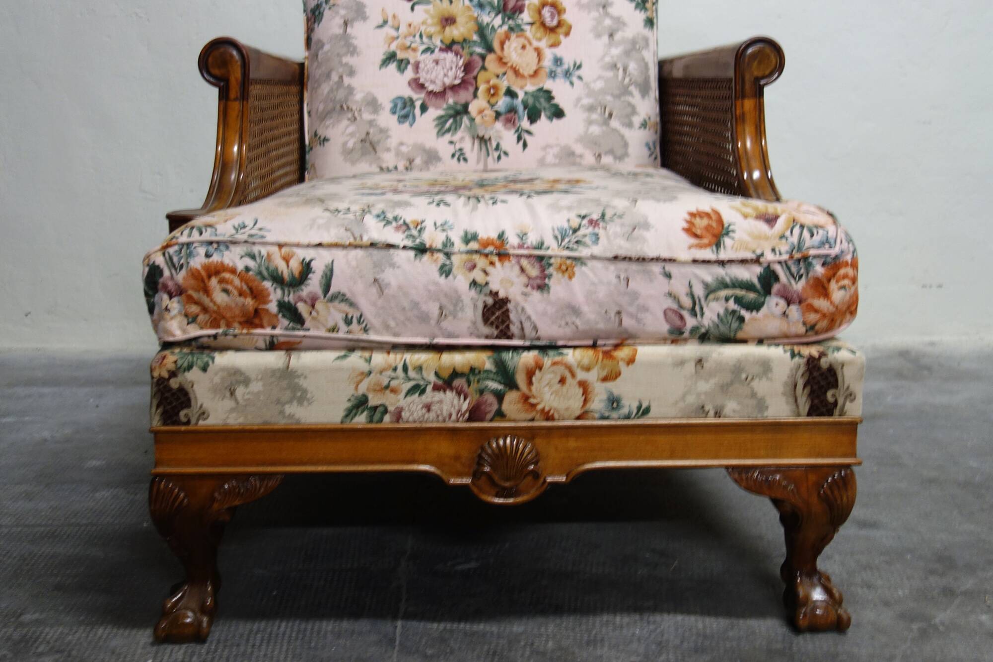 Pair of 1920s caned Chippendale armchairs