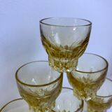 Lot de 6 verres à liqueur en verre jaune années 70