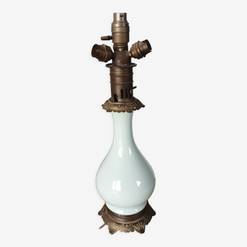 Lampe opaline petrole/oil bronze Napoléon III montage lampe