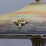 Lampe de table Muller Frères, France, avec pied en laiton et abat-jour en pâte de verre, style Art déco vers 1930