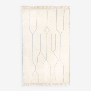 Berbere carpet beni urain ecru with light gray relief patterns 250 x 160 cm