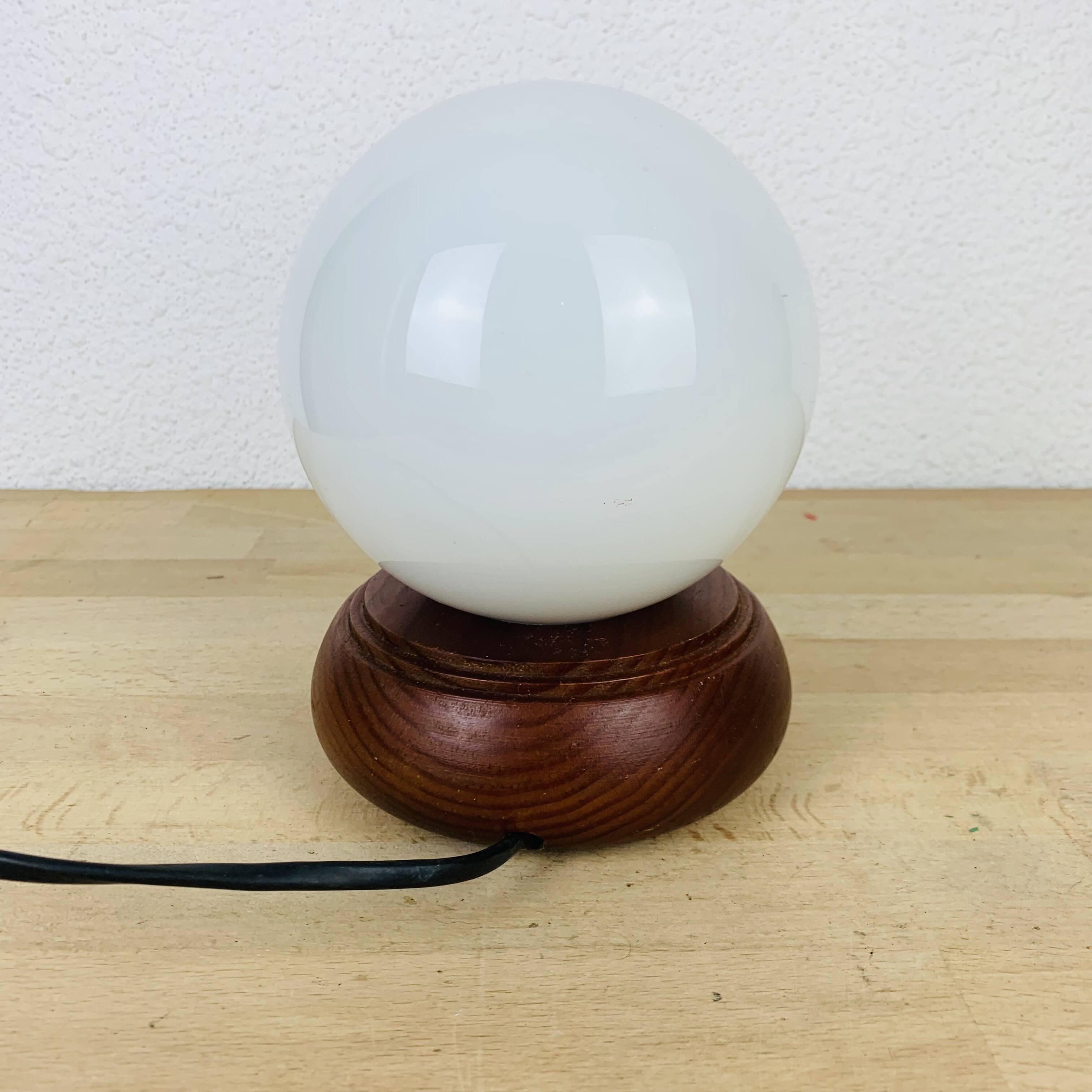 Opaline globe pine lamp from the 60s