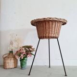 Rattan and metal tripod worker