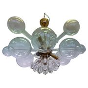 Design art glass and brass chandelier by Rene Roubicek, Czechoslovakia, 1960s
