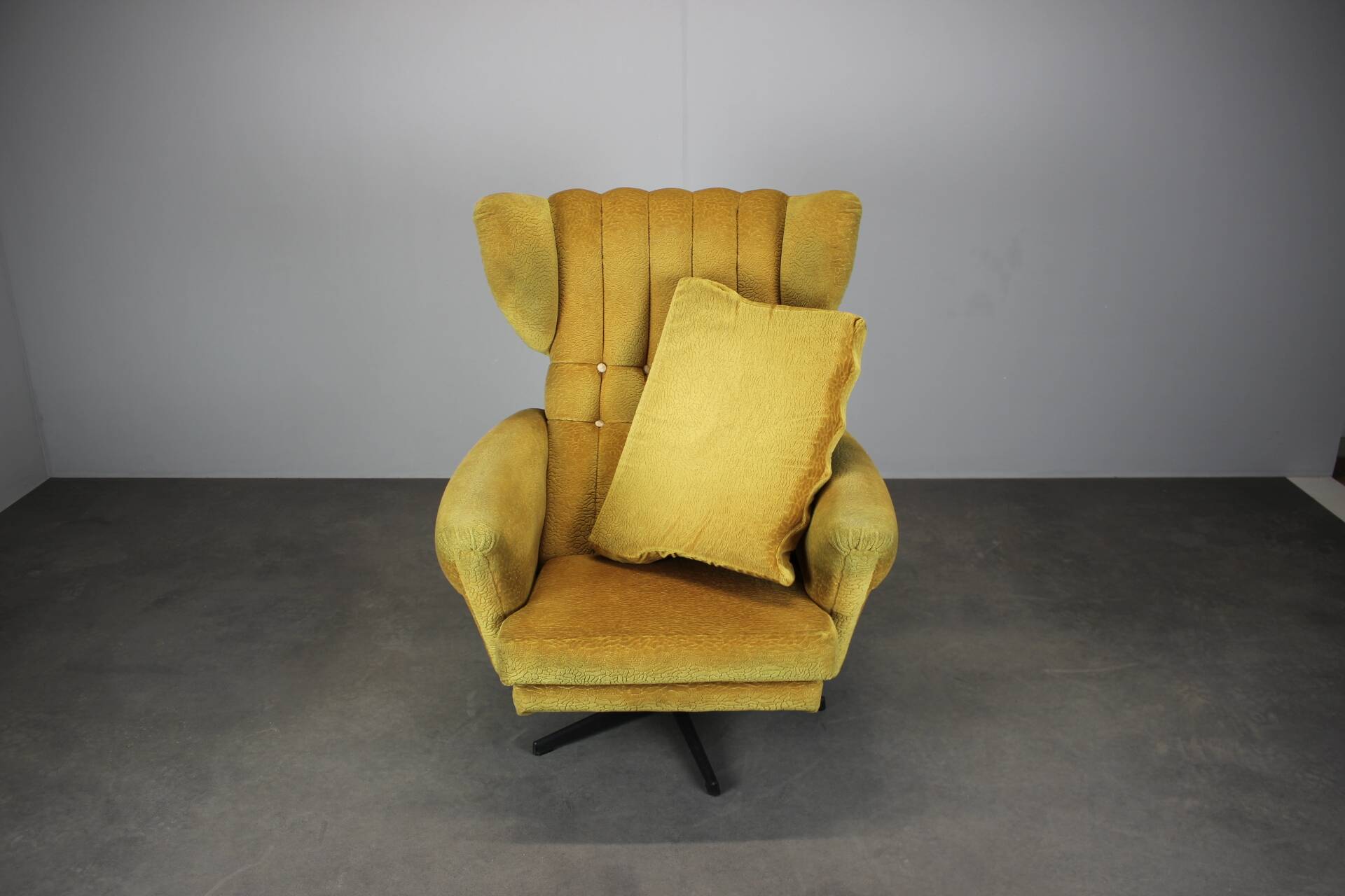 Mid-century style swivel wingback chair from the 1960s, Czechoslovakia