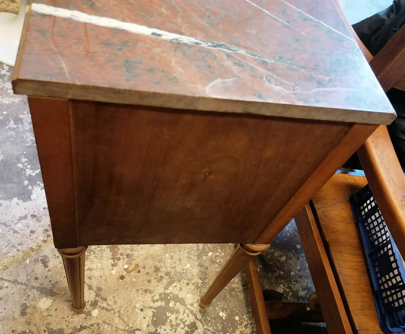 Louis XVI style wooden bedside table.
