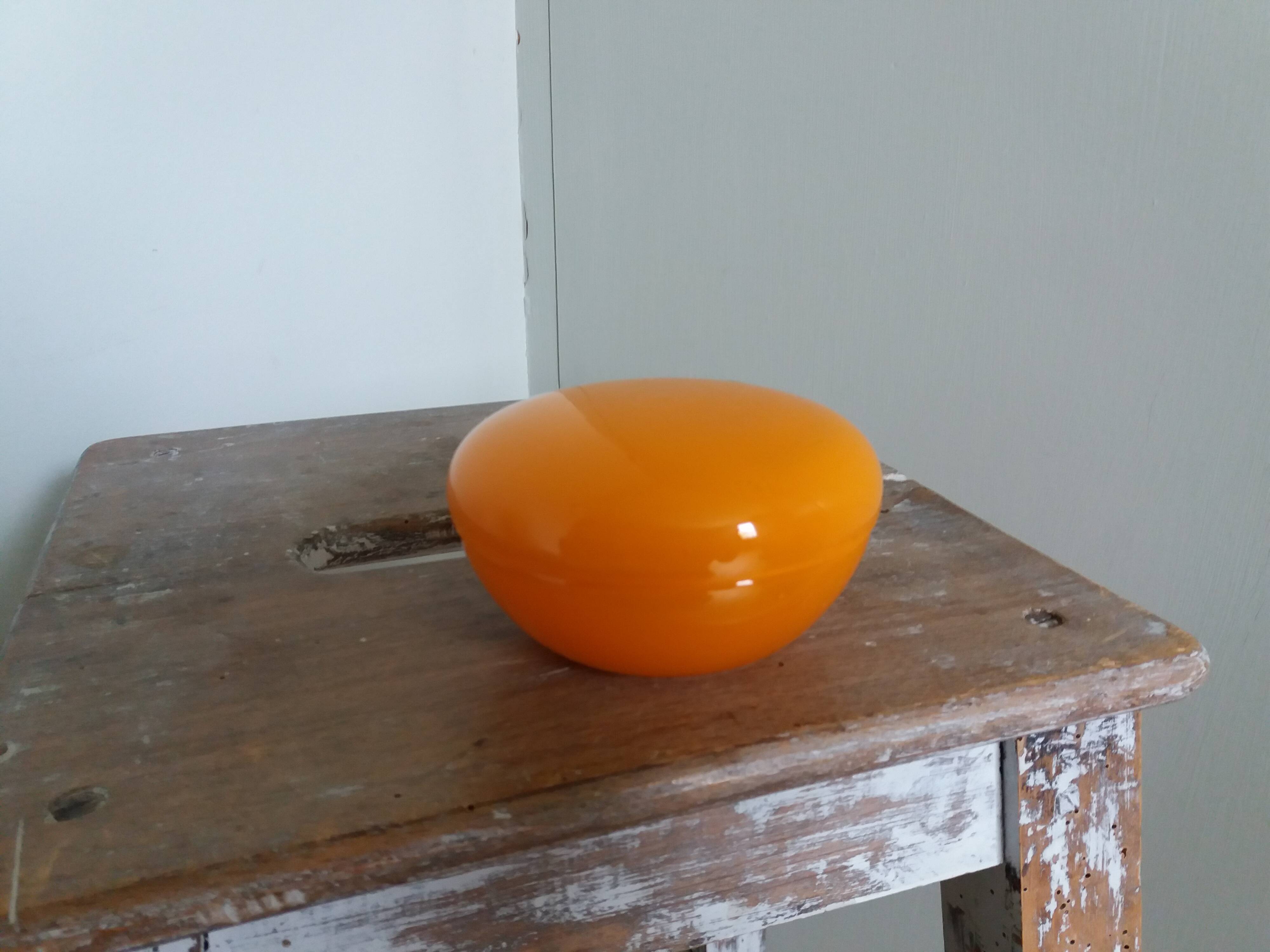 Orange glass candy box from the 70s