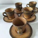 Set of 5 Longchamp France cups and 5 saucers in Japandi style