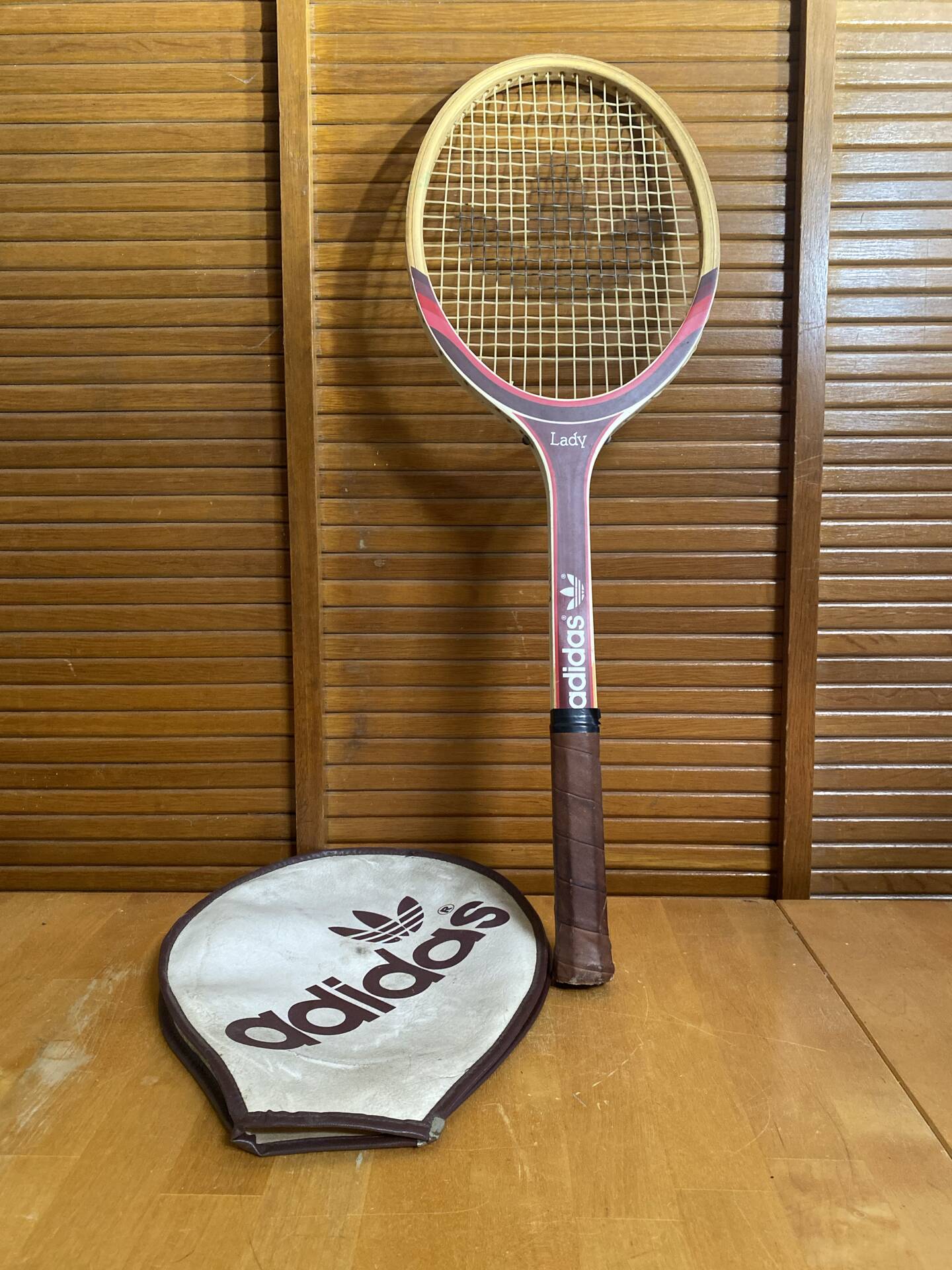 Raquette tennis ancienne adidas lady bois + housse vintage #e199