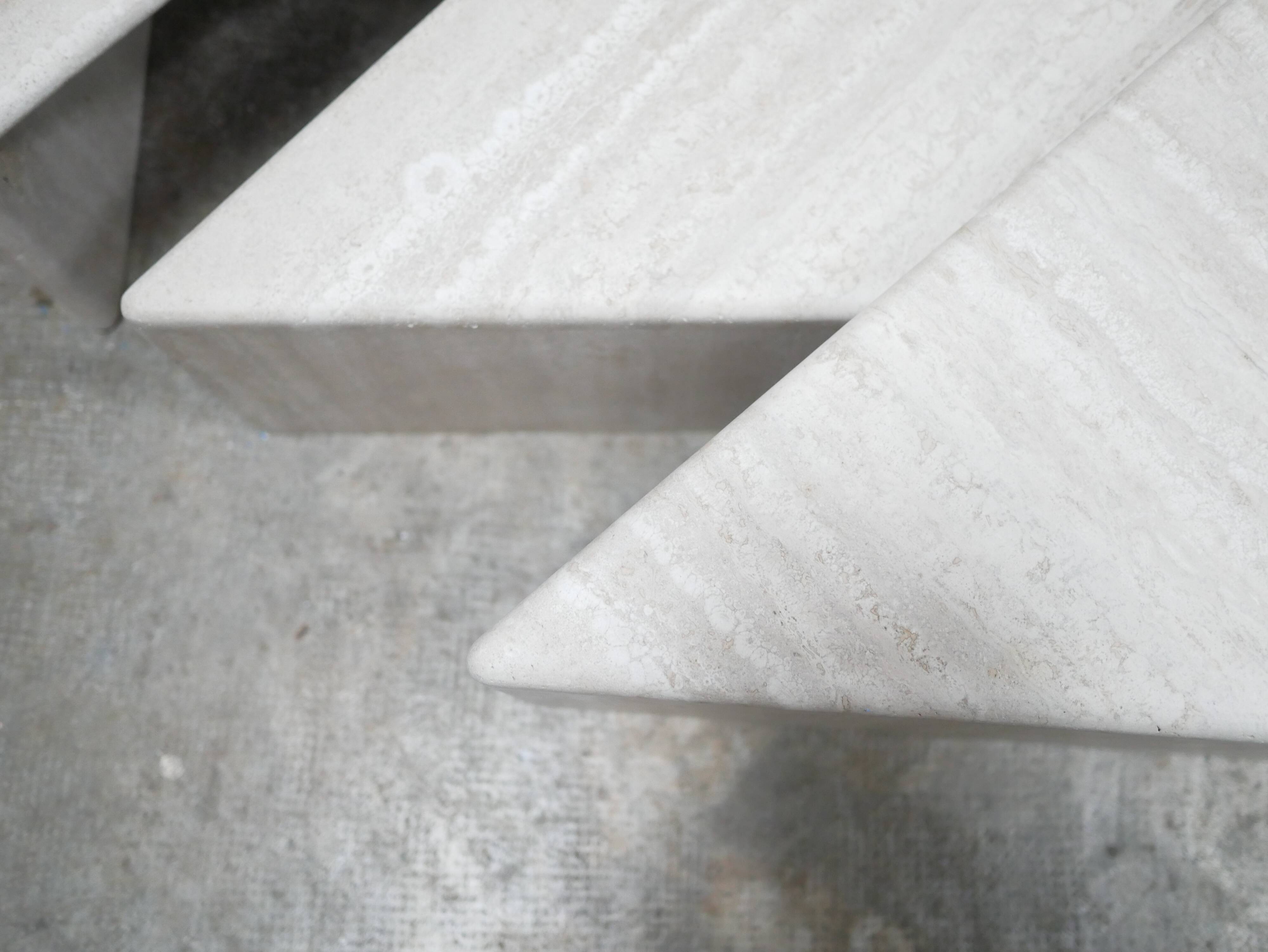 Vintage travertine coffee table published by Roche Bobois